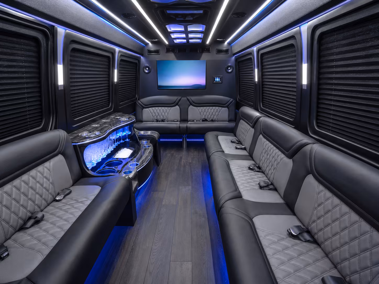deltona 40 passenger party bus inside